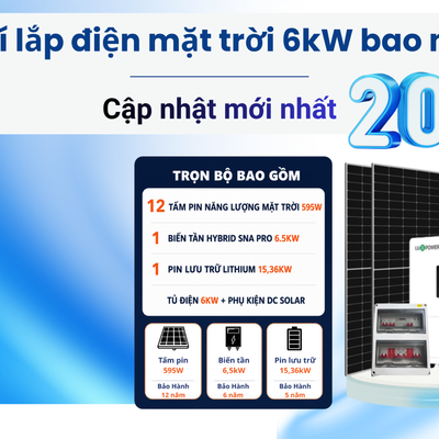 Chi phí lắp điện mặt trời 6kW bao nhiêu? Cập nhật mới nhất