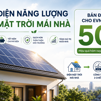 Điện năng lượng mặt trời mái nhà: Bán điện dư cho EVN lên đến 50%