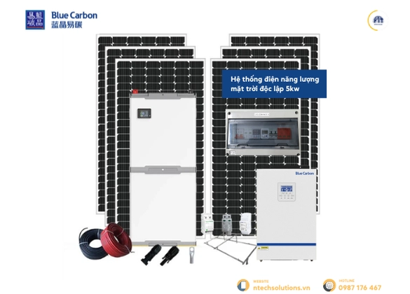 Hệ thống điện năng lượng mặt trời độc lập 5kw lưu trữ 12.8kw