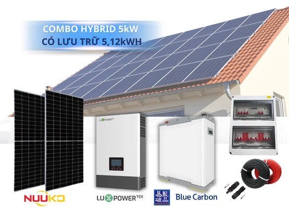 Combo điện năng lượng mặt trời 5kw - Hệ lưu trữ 5,12kwh