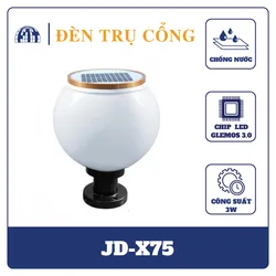 JD-X75 Đèn sân vườn, đèn trụ cổng năng lượng mặt trời Jindian Công suất 3W