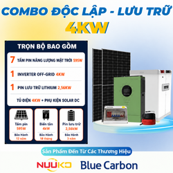 Combo năng lượng mặt trời 4kw Độc lập - Hệ lưu trữ 2,56kw