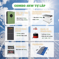 Combo năng lượng mặt trời 4kw Độc lập - Hệ lưu trữ 2,56kw