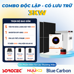 Combo Điện Năng Lượng Mặt Trời 3KW - Hệ Lưu Trữ 2,56KW