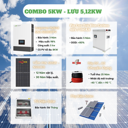 Combo điện năng lượng mặt trời 5kw - Hệ lưu trữ 5,12kwh