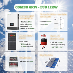 Combo điện năng lượng mặt trời 6kw - Lưu trữ 12,8kWh