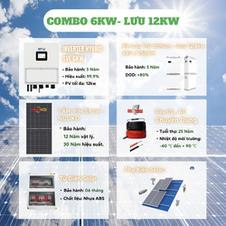 Combo điện mặt trời 6kw có Lưu trữ 12,8kWh