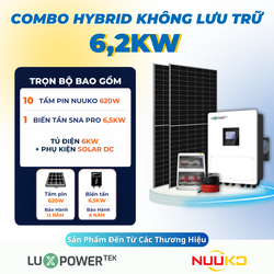 Combo năng lượng mặt trời Hybrid 6,2kW - KHÔNG LƯU TRỮ