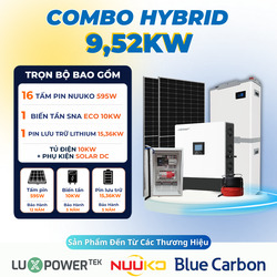 Combo điện năng lượng mặt trời Hybrid 9.52kW – Có lưu trữ 15.36kWh