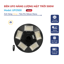 Đèn Đĩa Bay Năng Lượng Mặt Trời UFO 500W Ánh Sáng Vàng