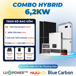 Combo điện năng lượng mặt trời Hybrid 6,2kW – Lưu trữ 12.8kWh