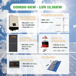 Combo điện năng lượng mặt trời Hybrid 6kW – Lưu trữ 15.36kWh