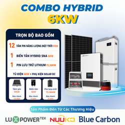 Combo điện năng lượng mặt trời Hybrid 6kW – Lưu trữ 15.36kWh