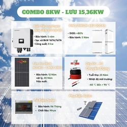 Combo điện năng lượng mặt trời Hybrid 8kW – Lưu trữ 15.36kWh