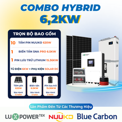 Combo điện năng lượng mặt trời Hybrid 6.2kW – Lưu trữ 15.36kWh