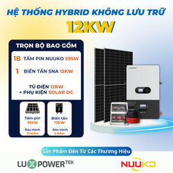 Hệ thống điện mặt trời Hybrid 10.71kW không lưu trữ lắp đặt trọn gói