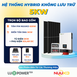 Hệ thống điện mặt trời Hybrid 5kW không lưu trữ lắp đặt trọn gói
