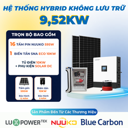 Hệ thống điện mặt trời Hybrid 9.52kW không lưu trữ lắp đặt trọn gói