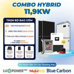 Combo điện mặt trời Hybrid 11,9kW 3 pha – Có lưu trữ 15,36kWh